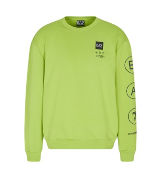 EA7 para hombre. 7M000977_AF17787 Sudadera de felpa Logo Series verde (M), Casual, Algodón, Manga larga