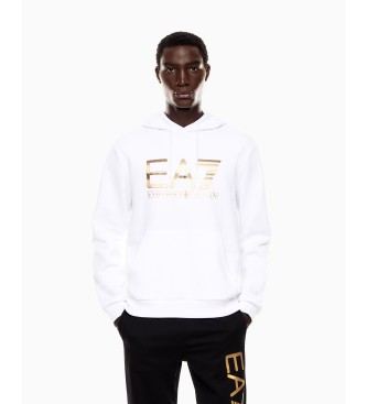 EA7 para hombre. 7M001190_AF17787 Sudadera con capcuha y maxilogotipo blanco (M), Casual, Algodón, Manga larga