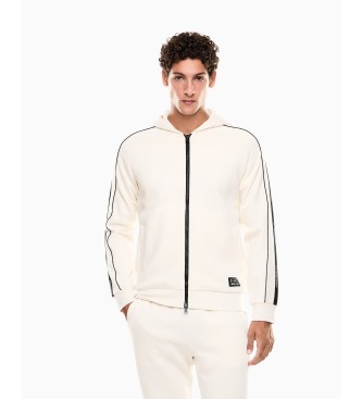 EA7 para hombre. 7M000973_AF10377 Sudadera de mezcla de algodón Logo Series blanco roto (M), Casual, Manga larga