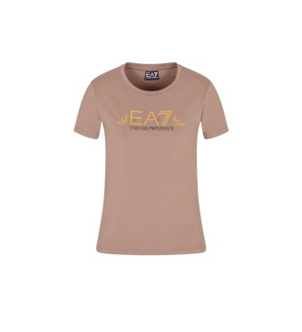 EA7 para mujer. 7W000777_AF10373 Camiseta Eagle Logo Crossover beige (S), Casual, Algodón, Manga corta