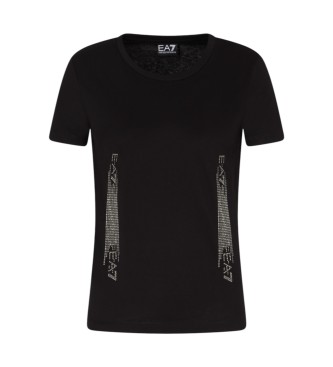 EA7 para mujer. 7W000521_AF12503 Camiseta Logo Series Tape negro (XXS), Casual, Deportivo, Algodón, Multideporte, Manga corta