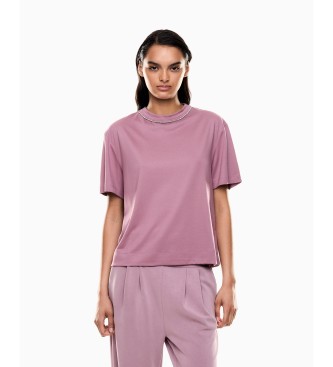 EA7 para mujer. 7W000442_AF13919 Camiseta Precious rosa (XXS), Casual, Poliéster, Manga corta
