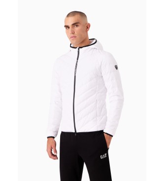 EA7 para hombre. 8NPB14_PNE1Z Chaqueta de plumas plegable con capucha Premium Shield blanco (3XL), Casual, Poliéster, Manga larga