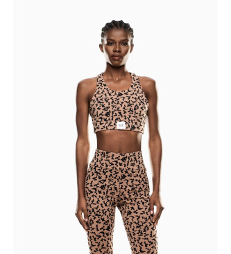 EA7 para mujer. 7W000563_AF15565 Top Train Sporty 4Ever marrón (XXS), Deportivo, Multideporte, Poliamida