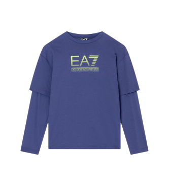 EA7 para niño. 7B000169_AF10375 Camiseta Sport marino (14 años= 164/166 cm), Casual, Deportivo, Algodón, Multideporte, Manga larga, moda inf