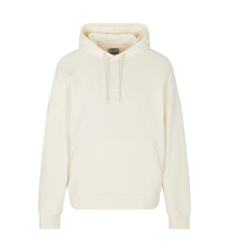 EA7 para hombre. 7M000909_AF10377 Sudadera Visibility con capucha blanco roto (XS), Casual, Algodón