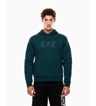 EA7 para hombre. 7M000909_AF10377 Sudadera Visibility de mezcla con capucha verde (M), Casual, Algodón, Manga larga