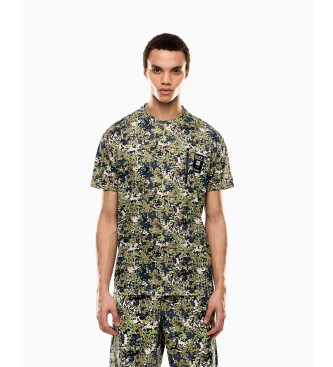 EA7 para hombre. 7M000916_AF13537 Camiseta Visibility verde (XXS), Casual, Camuflaje, Poliéster, Manga corta