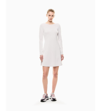 EA7 para mujer. 7W000662_AF12643 Vestido interlock de mezcla de modal Precious blanco roto (XXL), Casual, Poliéster, Manga larga