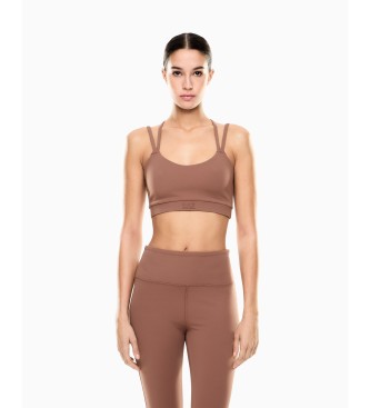 EA7 para mujer. 7W000921_AF21585 Top Vigor7 marrón (M), Deportivo, Multideporte, Poliamida, Sin mangas / Tirantes
