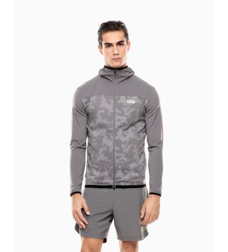 EA7 para hombre. 7M001625_AF13534 Sudadera VIGOR7 gris perlado (S), Blanco, Casual, Deportivo, Sportswear, Multideporte, Poliamida