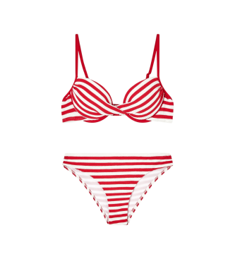 EA7 för kvinnor. 7W001483_AF24572 Bikini Vatten röd (L), Strandkläder, Viskos