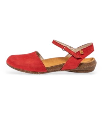 El Naturalista para mujer. 2N4124810005_008 Sandalias de Piel N412 Wakataua rojo (38), Plano, Velcro, Casual