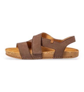 El Naturalista unisex. 257991312005_012 Läder Sandaler N5799 Brun Balance (44), Hud, Karta, Kardborreband, Casual