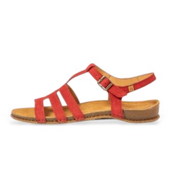 El Naturalista para mujer. 258031281005_008 Sandalias de Piel N5803 Panglao rojo (37), Plano, Hebilla, Casual