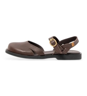 Para mujer. 2587411ZJ005_012 Sandalias de Piel N5874 Arenisca (39), Plano, Hebilla, Casual
