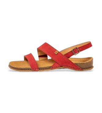 El Naturalista para mujer. 258041281005_008 Sandalias de Piel N5804 Panglao rojo (37), Plano, Hebilla, Casual