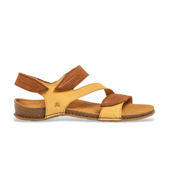 El Naturalista para mujer. 2581012F5005_024 Sandalias de Piel N5810 Panglao amarillo (41), Plano, Velcro, Casual