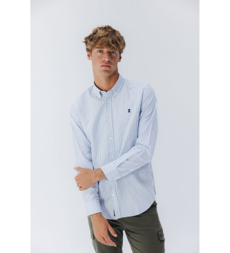 El Pulpo para hombre. 11050228154 Camisa Oxford Raya Ancha azul (L), Casual, Algodón, Manga larga