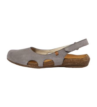 El Naturalista para mujer. 2N4133500005_0B0 Sandalias de piel N413 Wakataua azul (40), 1 a 3cm, Velcro, Casual, Gris