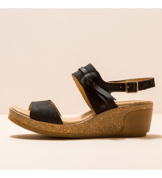 EL NATURALISTA para mujer. Sandalias de piel Pleasant Black Leaves ne
