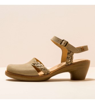 EL NATURALISTA para mujer. Sandalias de piel Pleasant Liquen Aqua beig