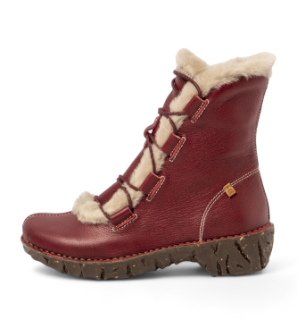 Botines de piel N5414 granate (36), Plano, Cordones, Casual, El Naturalista outlet 2024.