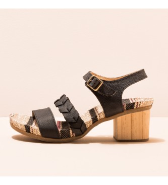 EL NATURALISTA para mujer. Sandalias de piel Pleasant Black Deba negro