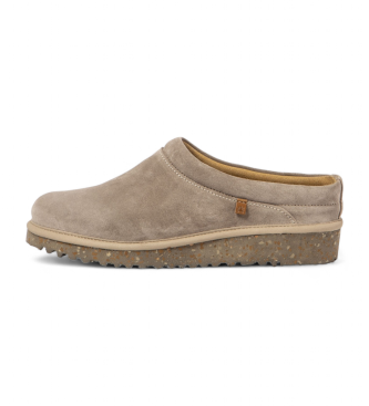 Zuecos de piel N5636 taupe (41), Plano, Ninguno, Casual, El Naturalista outlet 2024.