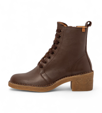 El Naturalista för kvinnor. 25660S3ZJ005_012 Ankelstövlar i brunt läder N5660S (40), Hud, 1 till 3 cm, Zip, Casual