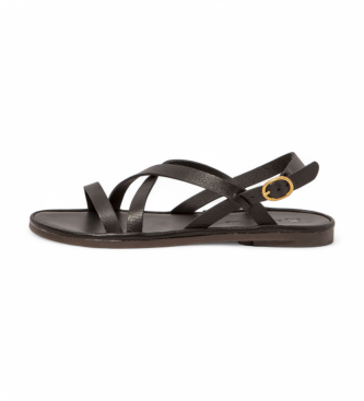 El Naturalista para mujer. 256941101005_001 Sandalias de Piel N5694 Tulip negro (40), Plano, Hebilla, Casual