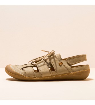 EL NATURALISTA. Sandalias de piel Pleasant Liquen Pawikan beige