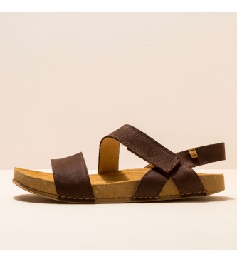 El Naturalista unisex. 257911112005_012 Pleasant Brown Balance Sandaler i brunt läder (39), Hud, Karta, 1 till 3 cm, Kardborreband, Casual