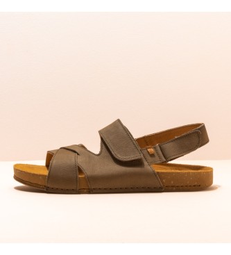 EL NATURALISTA. Sandalias de piel Pleasant Kaki Balance marrÃ³n