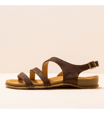 El Naturalista para mujer. 258111112005_012 Sandalias de piel Pleasant Brown Panglao marrón (37), Hebilla, Casual