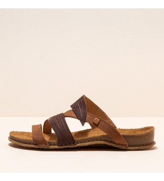 EL NATURALISTA para mujer. Sandalias de piel Pleasant Wood-Brown Pangl