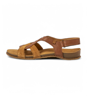 El Naturalista para mujer. 258191223005_023 Sandalias de piel N5819 Panglao marrón (39), Plano, Velcro, Casual