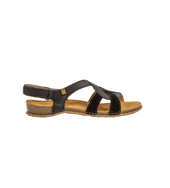 El Naturalistavoor vrouwen. 258191101005_001 Leren sandalen N5819 Panglao zwart (36), Leer, Plat, Klittenband, Casual