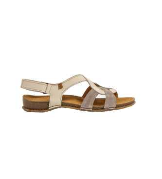 El Naturalistavoor vrouwen. 2581911VA005_020 Leren sandalen N5819 Panglao beige (42), Leer, Plat, Klittenband, Casual