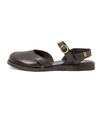 El Naturalista para mujer. 258741101005_001 Sandalias de piel N5874 Arenisca negro (40), Plano, Hebilla, Casual