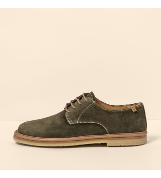 Zapatos de piel N5952 Silk Suede verde (42), Plano, 1 a 3cm, Cordones, Casual, El Naturalista o