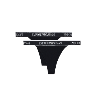 Emporio Armani para mujer. EW000405_AF15345 Set de 2 tangas Iconic Logoband negro (M), Homewear, Algodón