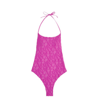 Emporio Armani para mulher. EW000788_AF12185 Fato de banho em malha jacquard cor-de-rosa (S), Beachwear, Poliéster