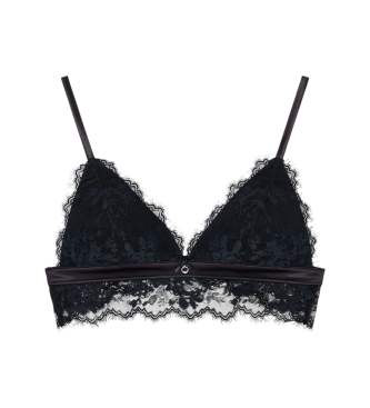 Emporio Armani para mujer. EW001942_AF15351 Brasier triangular acolchado satin negro (XS), Casual, Poliamida, Sin mangas / Tirantes