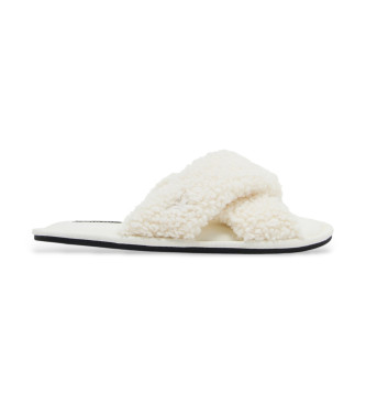 Emporio Armani para mujer. EW002391_AF18025 Pantuflas efecto pelo beige (35), Plano, Ninguno, Homewear