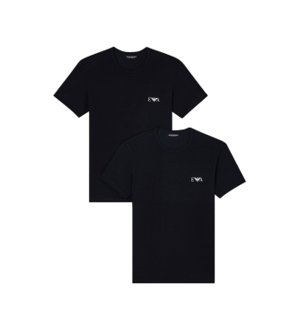 Emporio Armani para hombre. EM001849_AF14131 Set 2 camisetas Homie de corte ceñido negro (XXL), Homewear, Algodón, Manga corta