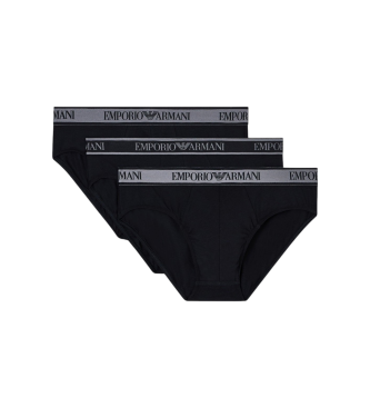 Emporio Armani para hombre. EM000258_AF10779 Set 3 Slips Banda Core negro (M), Homewear, Algodón