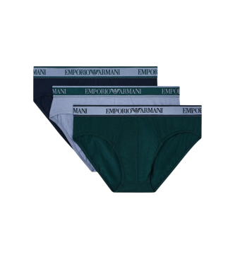 Emporio Armani para hombre. EM000258_AF10779 Set 3 Slips Banda Core verde, azul, marino (L), Homewear