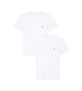 Emporio Armani para hombre. EM000392_AF14132 Set de dos camisetas con cuello V blanco (XL), Homewear, Algodón, Manga corta