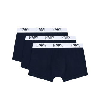 Emporio Armani para hombre. EM000259_AF14131 Set de tres boxers con logotipo marino (S), Homewear, Algodón